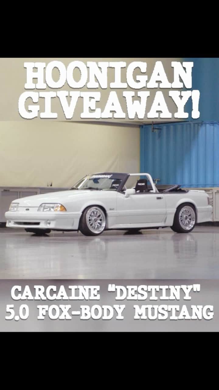 ケン・ブロックのインスタグラム：「TWO x’s the entries - today ONLY. There are only a few chances left to increase your odds of winning my “Carcaine Destiny” Fox Body Mustang, and today is one of them. Get two entries for every $1 you spend at Hoonigan.com and CarcaineSupply.com until midnight tonight (PST).」