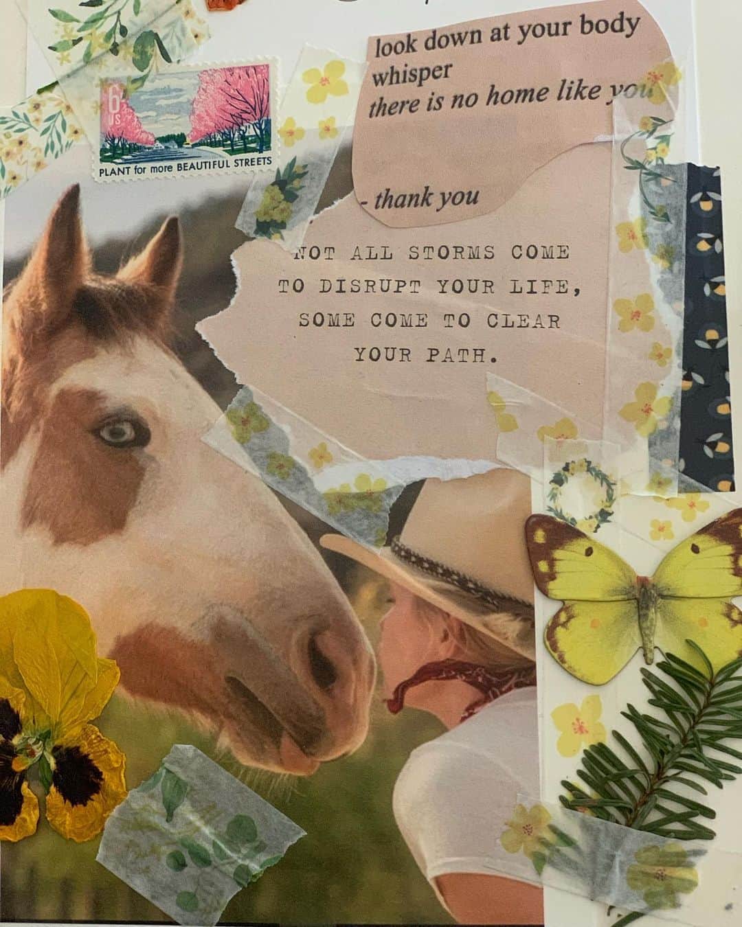 ベス・ベアーズのインスタグラム：「#BigMagic inspired ! Anytime i have free time at work or a free morning I've been loving @elizabeth_gilbert_writer practice of creativity journaling.... flowers, poems, musings, paper/ plant clippings! If you haven't read #BigMagic get it TODAY! And if you have- comment and tell me what your favorite parts of it are! would love to get @elizabeth_gilbert_writer on @harmonicspodcast season 2! 🤞🏻💛」
