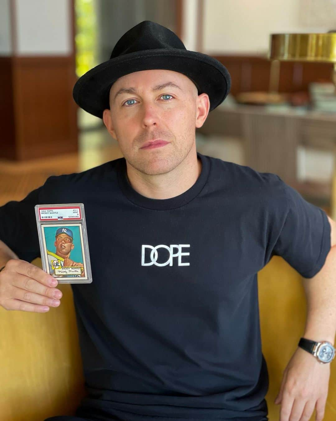 DOPEのインスタグラム：「Our CEO, Rob Gough, recently made history by purchasing the most expensive sports card to date.   To highlight this amazing event, we’re offering 25% off the entire Dope store with code “MickeyMantle”」