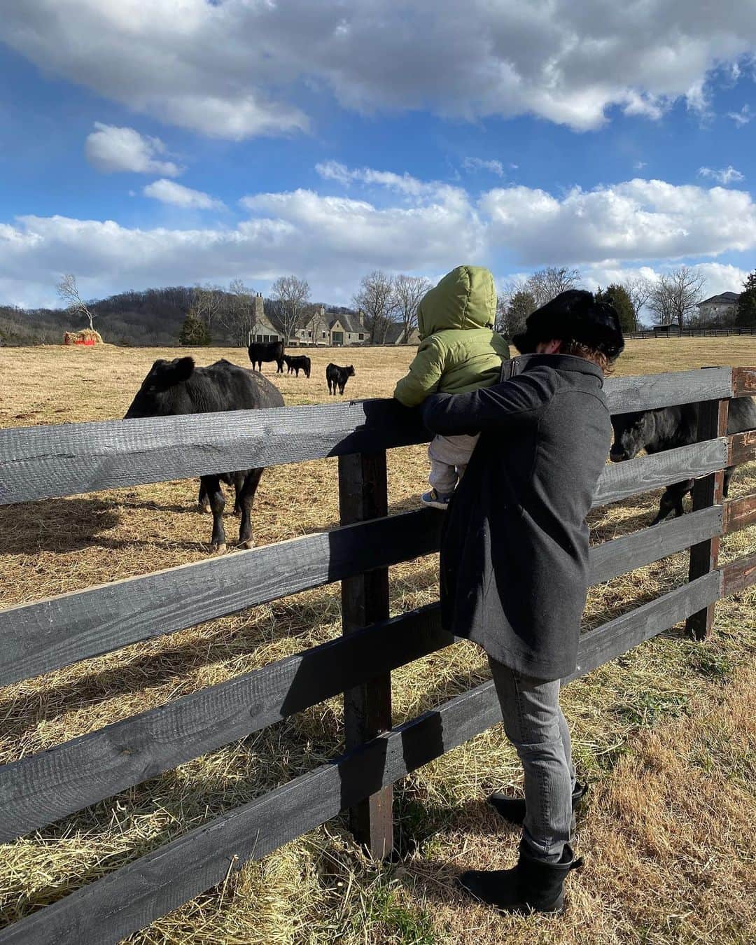 ジョニー・ガレッキのインスタグラム：「My beautiful Farm Boy teaching his City Poppa the Country Life. ❤️❤️❤️ #nofilter」
