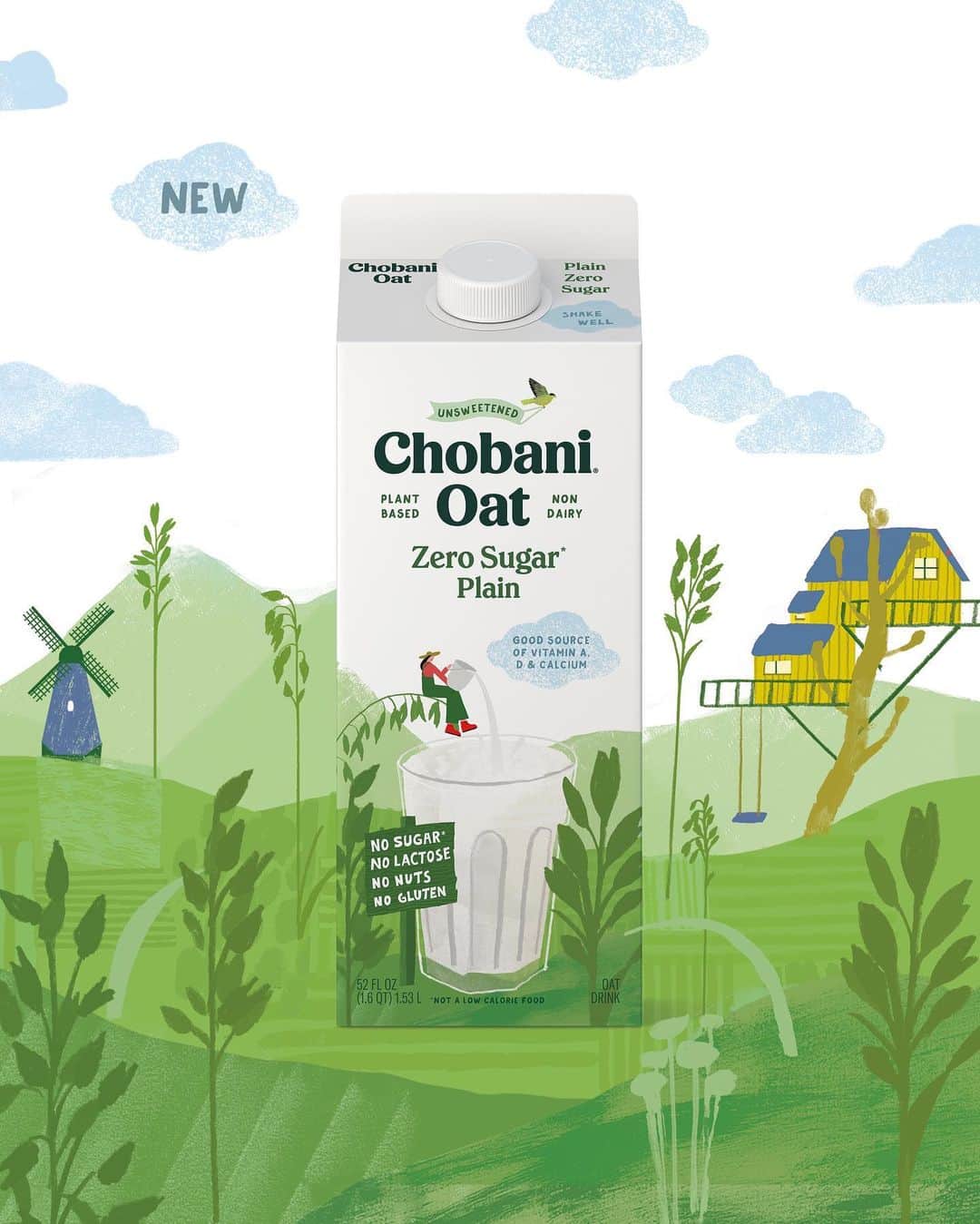 Chobaniのインスタグラム：「Love Chobani Oat? Try new Chobani Oat Zero Sugar*. It’s everything you love about our creamiest, most-delicious, non-dairy oatmilk 🥛 Now, with no added sugar*. Made from gluten-free oats 🌾 But definitely no added sugar* 🍬 Double-tap if you’re excited to try it.    *Not a low calorie food」