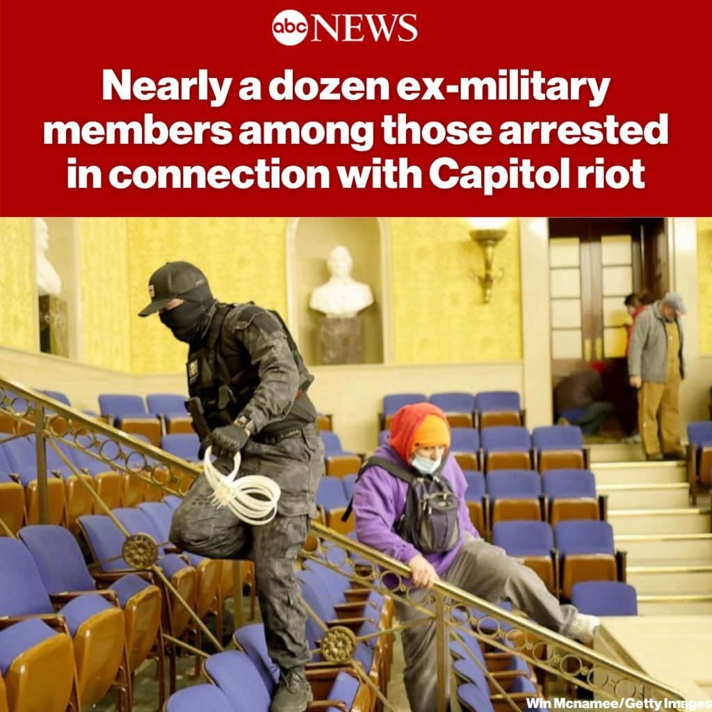 ABC Newsさんのインスタグラム写真 - (ABC NewsInstagram)「At least eight of those arrested for participating in the Capitol riot are former members of the U.S. military, @abcnews confirms. The actual number is likely higher.    The alarming number has experts increasingly concerned about the dangerous allure of extremist and paramilitary groups. MORE AT LINK IN BIO.」1月16日 9時29分 - abcnews