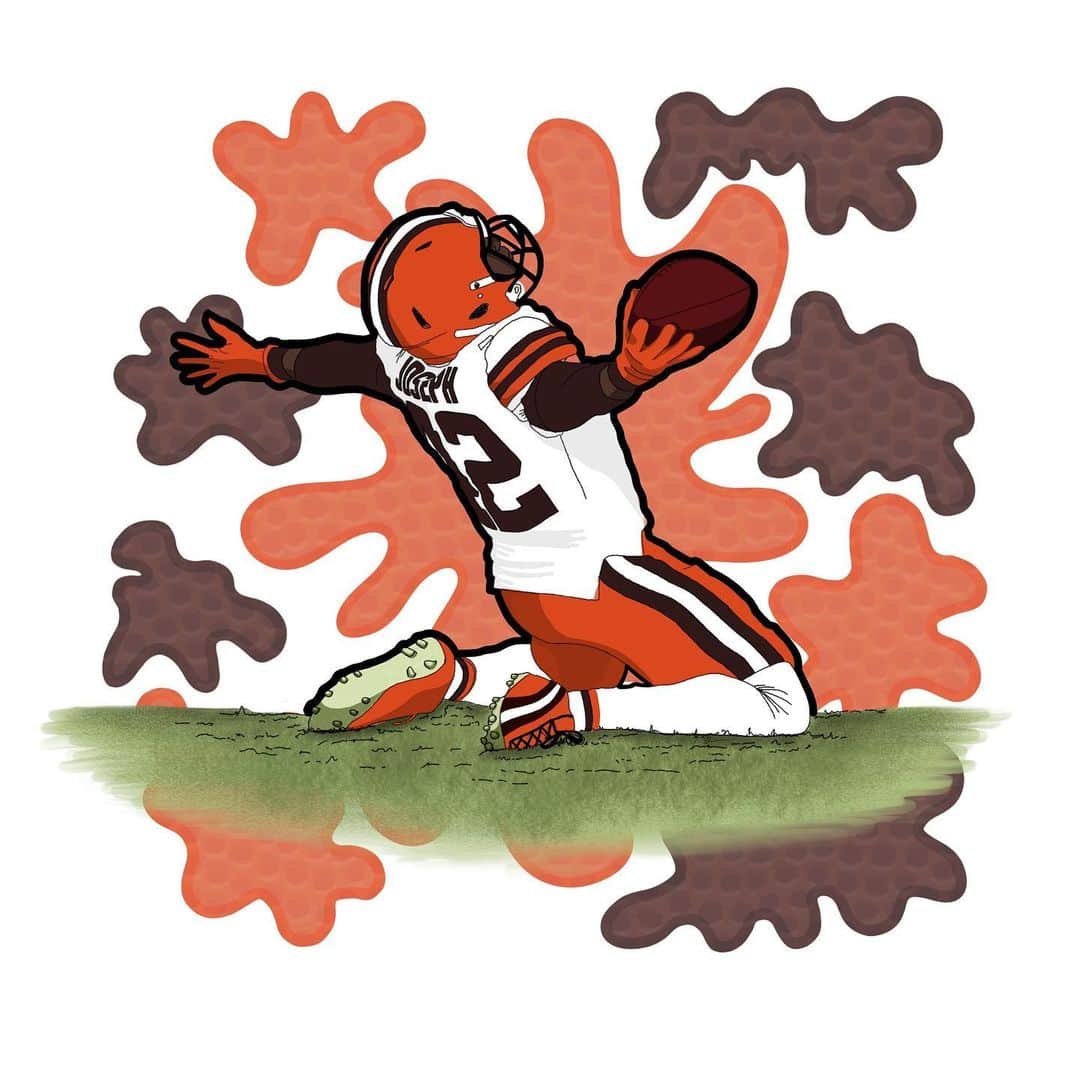 NFLさんのインスタグラム写真 - (NFLInstagram)「“This moment by Karl Joseph (42) and the Cleveland Browns stood out the most to me because it was the earliest momentum grab I’ve ever seen. It set the tone for the rest of the game.” #NFLArtistReplay (🎨 via @tanitaa.st)」1月16日 10時30分 - nfl