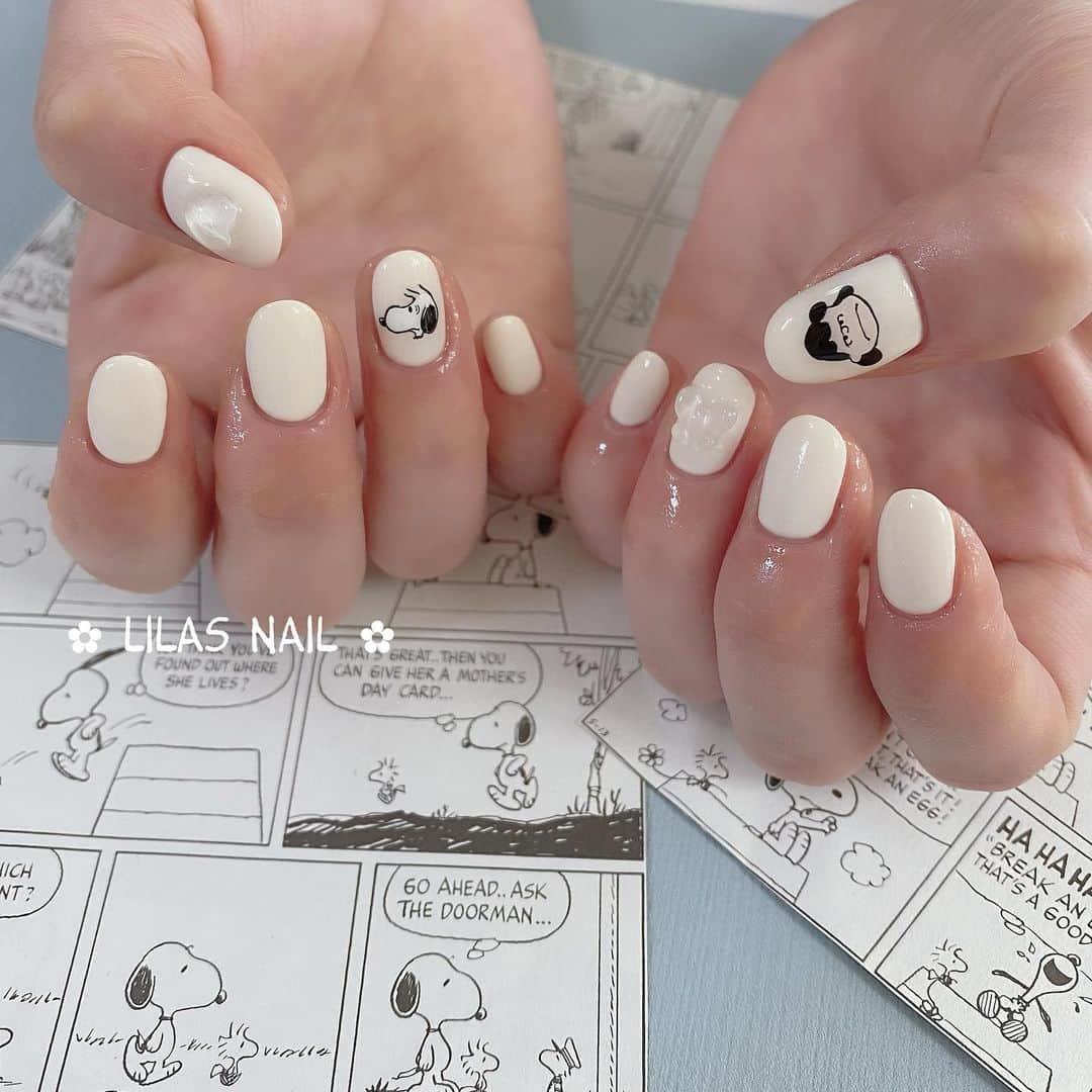 makoのインスタグラム：「* LUCY すき♡ イラスト希望の方は事前にお知らせ下さい。。📢♡ #girlynail #ガーリーネイル #ミラーネイル #glitternail #젤네일 #젤네일아트 #젤네일전문 #フレンチガーリー #スヌーピー  #チャーリーブラウン #スヌーピーネイル #ギンガムチェック #ギンガムチェックネイル #オーダーチップ #ワイヤーネイル #ワイヤースヌーピー  #セルフネイル #스누피네일아트 #さくらんぼネイル #ちょうちょネイル #蝶々ネイル #ヴィンテージネイル #スヌーピー好きと繋がりたい」