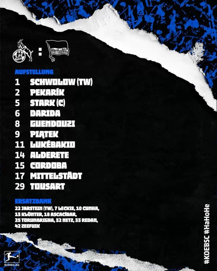 ヘルタ・ベルリンのインスタグラム：「Unsere 1️⃣1️⃣ für #KOEBSC!  . . #HerthaFürVielfalt #HaHoHe #herthabsc」