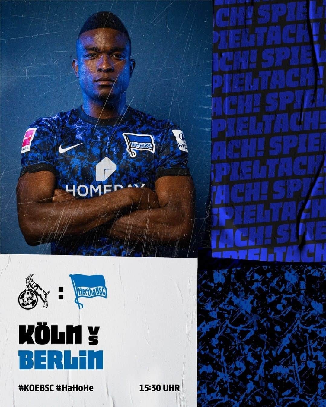 ヘルタ・ベルリンのインスタグラム：「Spieltach in Köln! 🔵⚪️ Lasst es uns angehen, das letzte Auswärtsspiel der Hinrunde... 💪 Dieses steht unter einem ganz besonderem Motto: Lebe wie du bist! 🏳️‍🌈  . . #KOEBSC #HerthaFürVielfalt #HaHoHe #herthabsc」