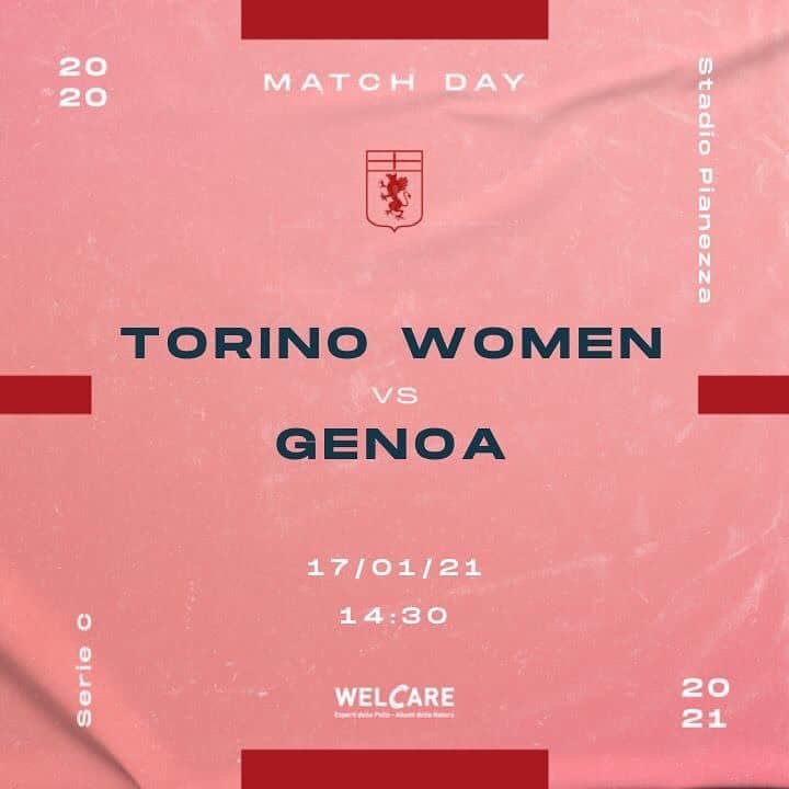 ジェノアCFCさんのインスタグラム写真 - (ジェノアCFCInstagram)「📍 Domenica 17 gennaio ⚽️ Torino Women 🆚 Genoa 🏆 Serie C Femminile ⏰ Ore 14:30 🏟 Stadio Pianezza  🔥 Forza ragazze, si torna in capo! 🔴🔵 #FORZAGENOA」1月16日 17時15分 - genoacfc