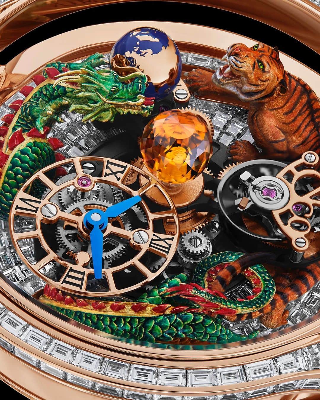 Daily Watchさんのインスタグラム写真 - (Daily WatchInstagram)「The new @Jacobandco Astronomia Solar Baguette Dragon and Tiger 🔥 A one-minute flying tourbillon with hand-sculpted and hand-painted sculptures of a fierce tiger and a powerful dragon 🐉🐅 Yet another impressive timepiece from #JacobAndCo」1月16日 18時26分 - dailywatch