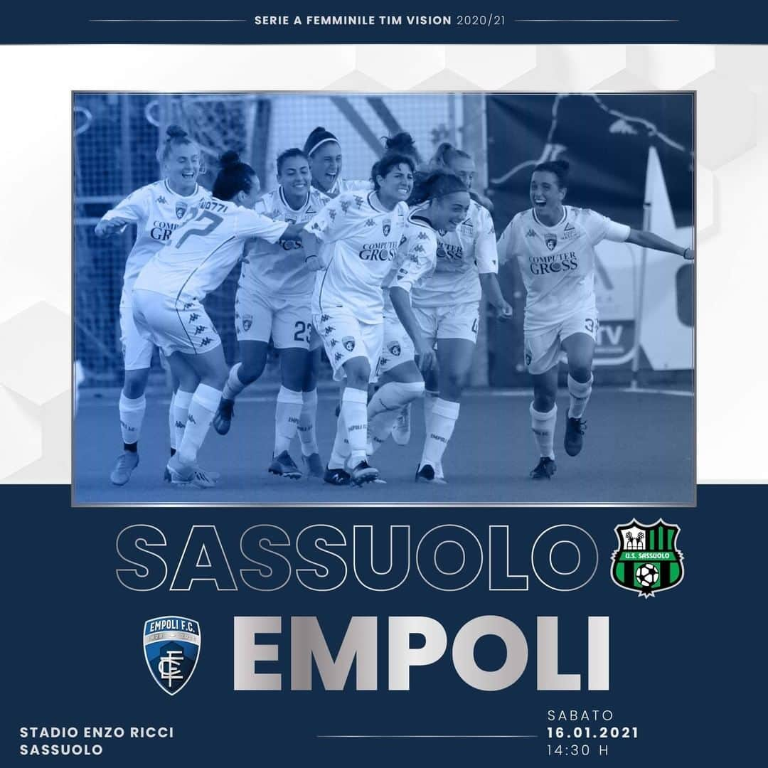 エンポリFCさんのインスタグラム写真 - (エンポリFCInstagram)「✅ Riparte oggi la #SerieAFemminile: alle 14.30 le Azzurre di mister Spugna saranno di scena allo stadio Enzo Ricci contro il Sassuolo per l'ultima giornata del girone di andata  📺 Guarda la gara in diretta TIMVISION」1月16日 18時31分 - empoli_fc_official