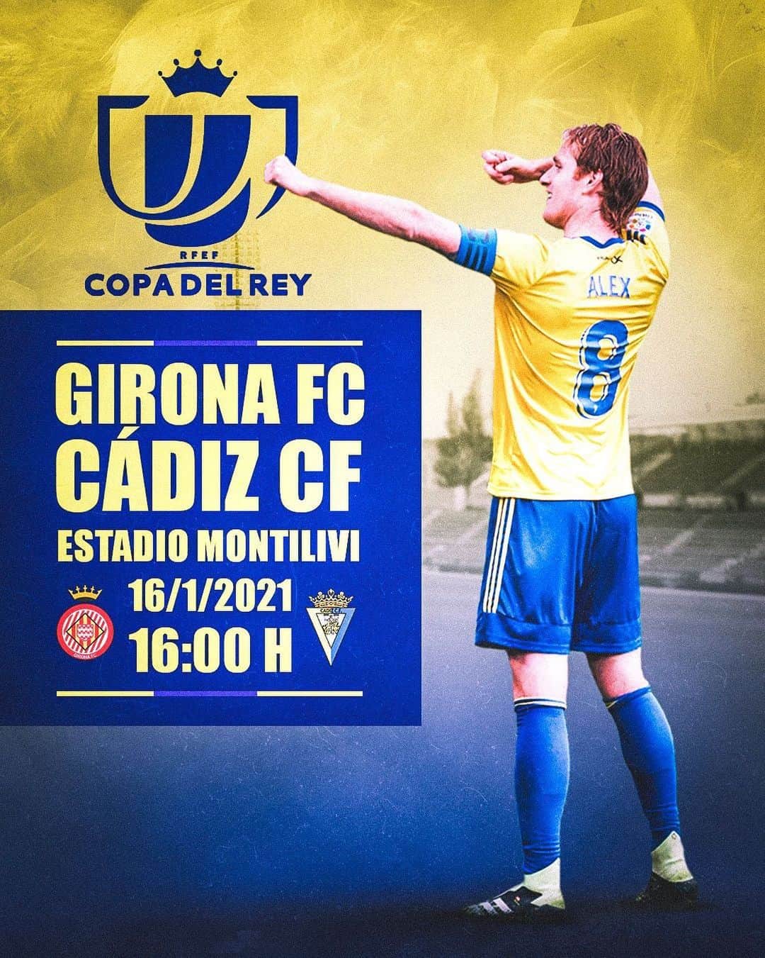 アレハンドロ・フェルナンデス・イグレシアスのインスタグラム：「Con la ilusión de siempre de seguir avanzando en esta competición! ⚔️  Vamos Cádiz💛💙  #copadelrey #mehandichoqueelamarillo #AF8」