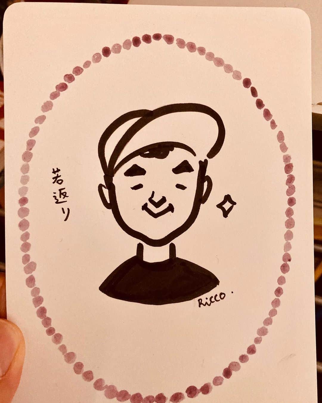 池田鉄洋のインスタグラム：「Ricco.さんに描いていただいたニュー似顔絵。果たしてほんとに若返ったのか？」