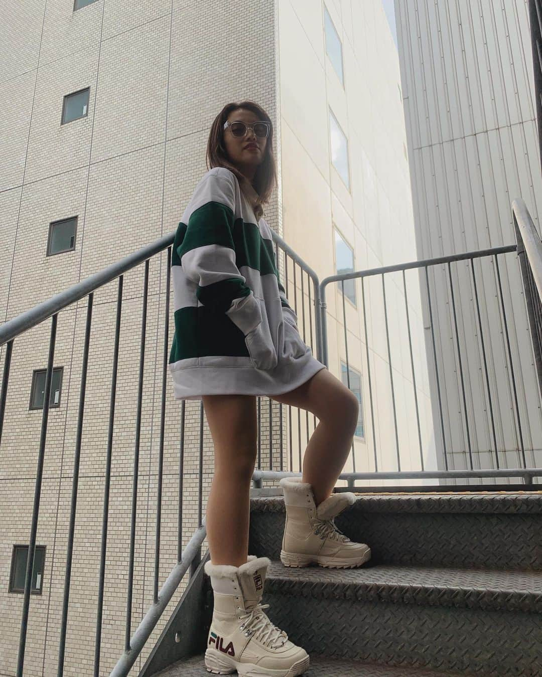 RUNA（竹田瑠奈）さんのインスタグラム写真 - (RUNA（竹田瑠奈）Instagram)「サイコウノキブン💕❗️🎶﻿ ﻿ ﻿ trainer___﻿ @gap_jp  boots___﻿ @atmos_pink_official  sunglasses___﻿ @rodeocrowns_official  ﻿ #ルナシフク﻿ #ラガーシャツ #gap #atmos #atmospink #fila #filashoes #ootd #ootdfashion #服 #私服 #私服コーデ #fashion #fashionista #fashiongram #fashionstyle #mensfashion #trainer #trainercode」1月16日 19時26分 - runacccc