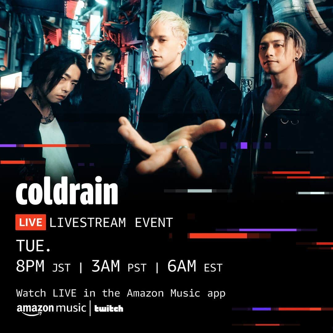 coldrainさんのインスタグラム写真 - (coldrainInstagram)「Excited to announce that we’ll be performing acoustic set for ‘Amazon Music on Twitch’ at 8pm JST on Jan 19th!  You can watch it for free via Amazon Music app or Twitch.  ▶️amzn.to/38stph8 ▶️https://www.twitch.tv/amazonmusicjp  #coldrain #AmazonMusic」1月17日 0時01分 - coldrain_official