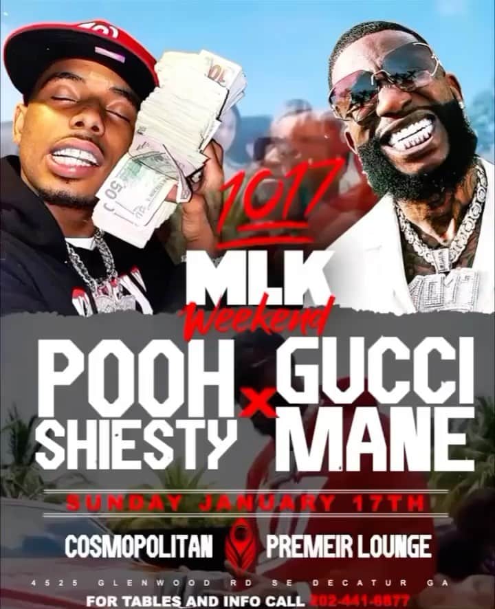 グッチ・メインのインスタグラム：「It’s up Wop and Shiesty On the Eastside this Sunday Jan 17 @poohshiesty if you in Atlanta tomorrow pull up on us 🥶🥶」