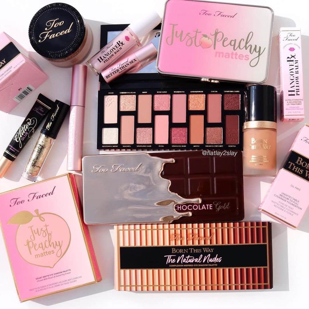 Too Facedのインスタグラム：「Talk about a haul 😍 Which product would you grab first?! Comment below! 👇 #regram @flatlay2slay #toofaced」