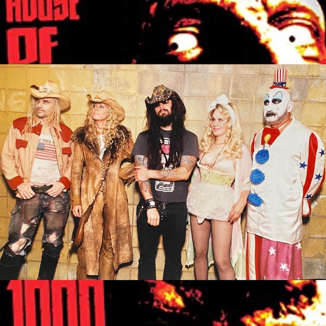 ロブ・ゾンビのインスタグラム：「Here is a super rare pic from 2000. Damn! Over twenty years ago. The cast and I did an appearance at a Fangoria convention in Pasadena . It’s pretty crazy cool the cast when full costume for the event. We had a good crowd considering no one knew anything about the film. It was a super exciting time for us all. Little did we know it would all soon come crashing down and it would be 3 more years until the film was finally released. I guess it was worth the wait. Were you there? Would you have liked to be there? #houseof1000corpses #robzombie #sherimoonzombie #billmoseley #sidhaig #karenblack #fangoria」