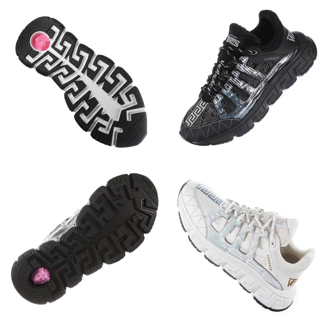 ジャンニヴェルサーチのインスタグラム：「Inner circle - explore the latest #VersaceTrigreca sneakers through the link in bio.」