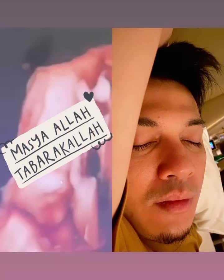 Zaskia Sungkarのインスタグラム：「‎masyaAllah Tabarakallah utuuuun syg bibir nya sexy kyk papinya 🐛 mami nya disuruh kurangin nasi sama dokter 🤣 utun ke endutan , ya Allah berat bgt ninggalin nasi padang tapi demi ikhtiyar lahiran normal utun nanti nya mami bakal kurangin mulai hari ini 🐛 InsyaAllah ❤️」