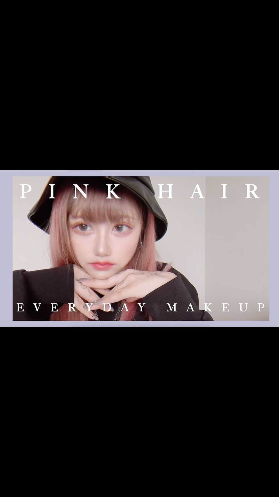 赤羽律のインスタグラム：「Pink Hair Makeup  普段メイクの動画アップしました FULLはYOUTUBE↓ https://youtu.be/1P-FszO_DYQ  AKABARITSUチャンネル  #makeuptutorial #makeup #普段メイク #メイク動画 #ピンクメイク」