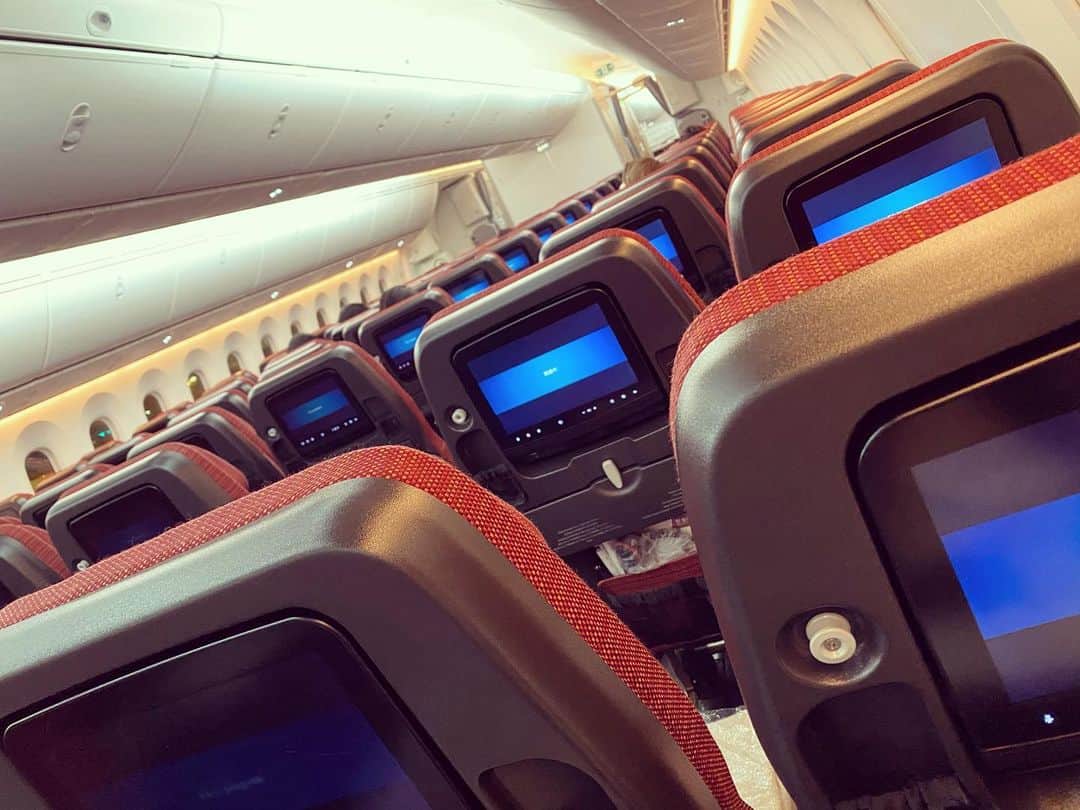 宇野薫のインスタグラム：「まさか！？機内で、 ワールドプロレスリングが 見られるなんて  #JAL #日本航空  #ワールドプロレスリング  #新日本プロレス  デザートはJAL #ハーゲンダッツ」