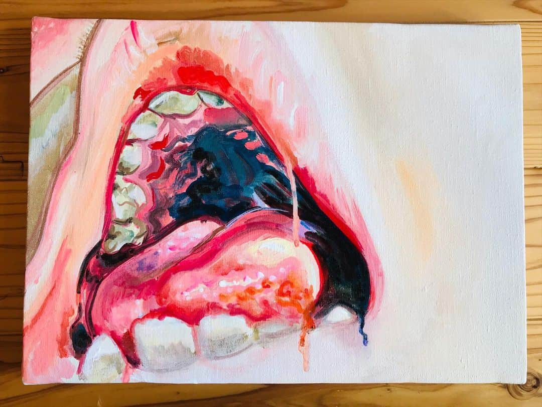 デハラユキノリのインスタグラム：「絵 「赤い洞窟」」