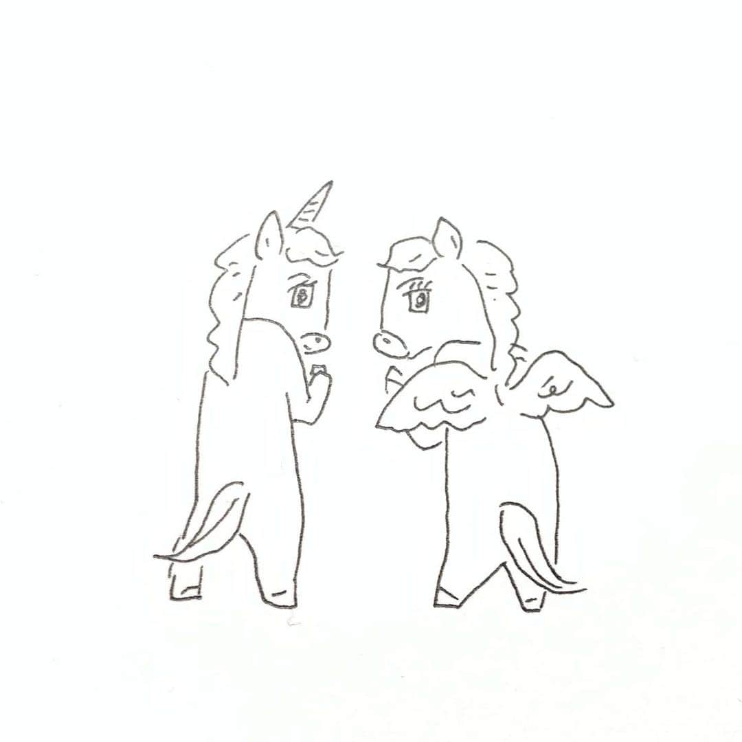 ハルペイさんのインスタグラム写真 - (ハルペイInstagram)「🐴 ペガサスは翼、 ユニコーンはツノだよ🦄 お仕事で描いて改めて知ることいろいろあるよ😆 . #ペガサス #ユニコーン#🦄 #pegasus #unicorn  .  #harupei#ハルペイ#doodle#draw#drawing#illustrator#illustration#japan#絵#雑貨#湘南#イラスト#イラストレーター#ゆるい#茅ヶ崎」1月17日 20時40分 - harupeipei