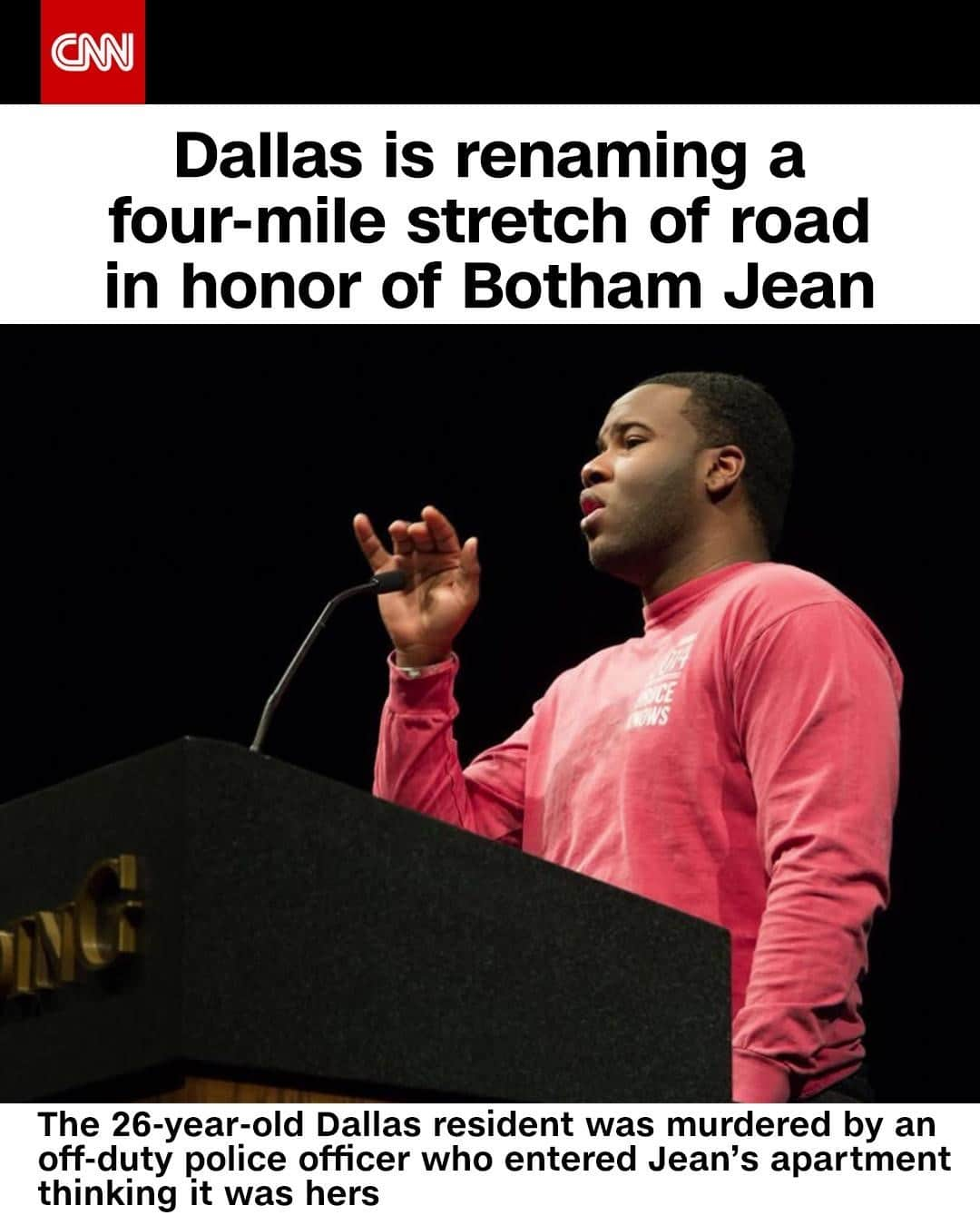 CNNさんのインスタグラム写真 - (CNNInstagram)「Four miles of roadway in Dallas will now bear the name of Botham Jean, the Black man who was murdered in his apartment by an off-duty police officer in 2018. "Renaming the street in honor of Botham Jean would show the citizens of Dallas that his death was not in vain and show the world his life mattered," a proposal put forth by Mayor Pro Tem Adam Medrano read. The officer fatally shot the 26-year-old in his apartment after thinking she’d walked into hers — she lived in the unit directly below — and that he was an intruder. ⁠ ⁠ (📸: Botham Shem Jean/Facebook)」1月17日 22時01分 - cnn