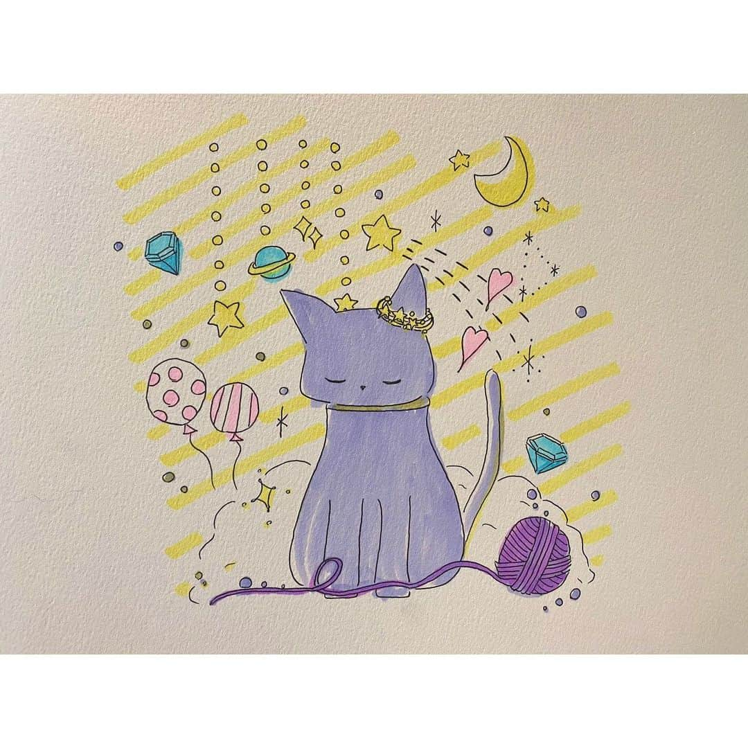 春名真依さんのインスタグラム写真 - (春名真依Instagram)「＊ ゆめねこ🪐 なんだか夢をテーマにイラストを描きたくなったので描いてみました✒️ 夢を見てるねこなので"ゆめねこ"！ 今回の夢は｢宇宙｣です👩🏻‍🚀 #まいんすたぐらむ #たこやきレインボー #たこ虹 #春名真依 #まいまい #イラスト #ゆめねこ #時々描いてみようと思います」1月17日 22時23分 - harunamai_official