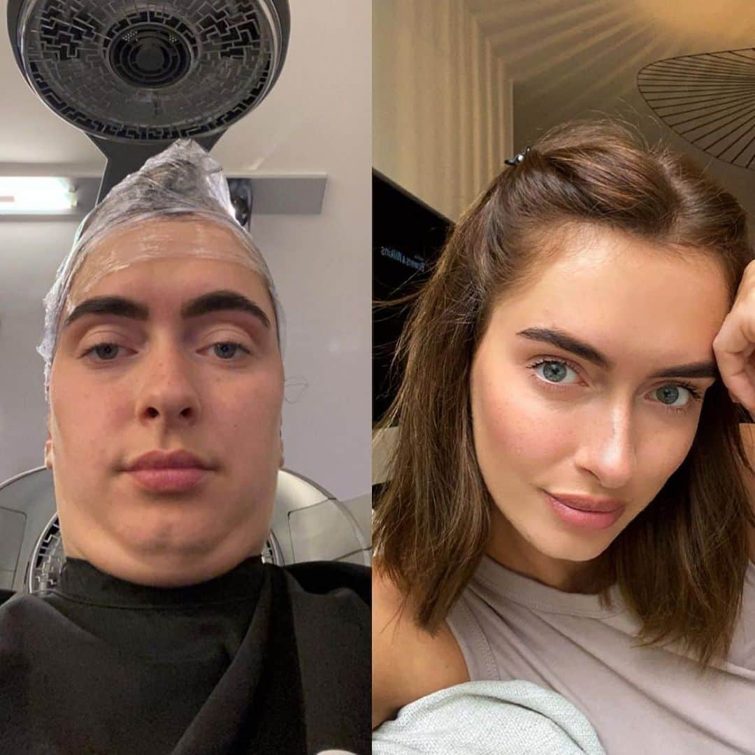 ライアン・マイヤーさんのインスタグラム写真 - (ライアン・マイヤーInstagram)「Just a quick ‘during hairdresser vs. after hairdresser’ because it’s my fav❤️😂」1月18日 0時56分 - rianne.meijer