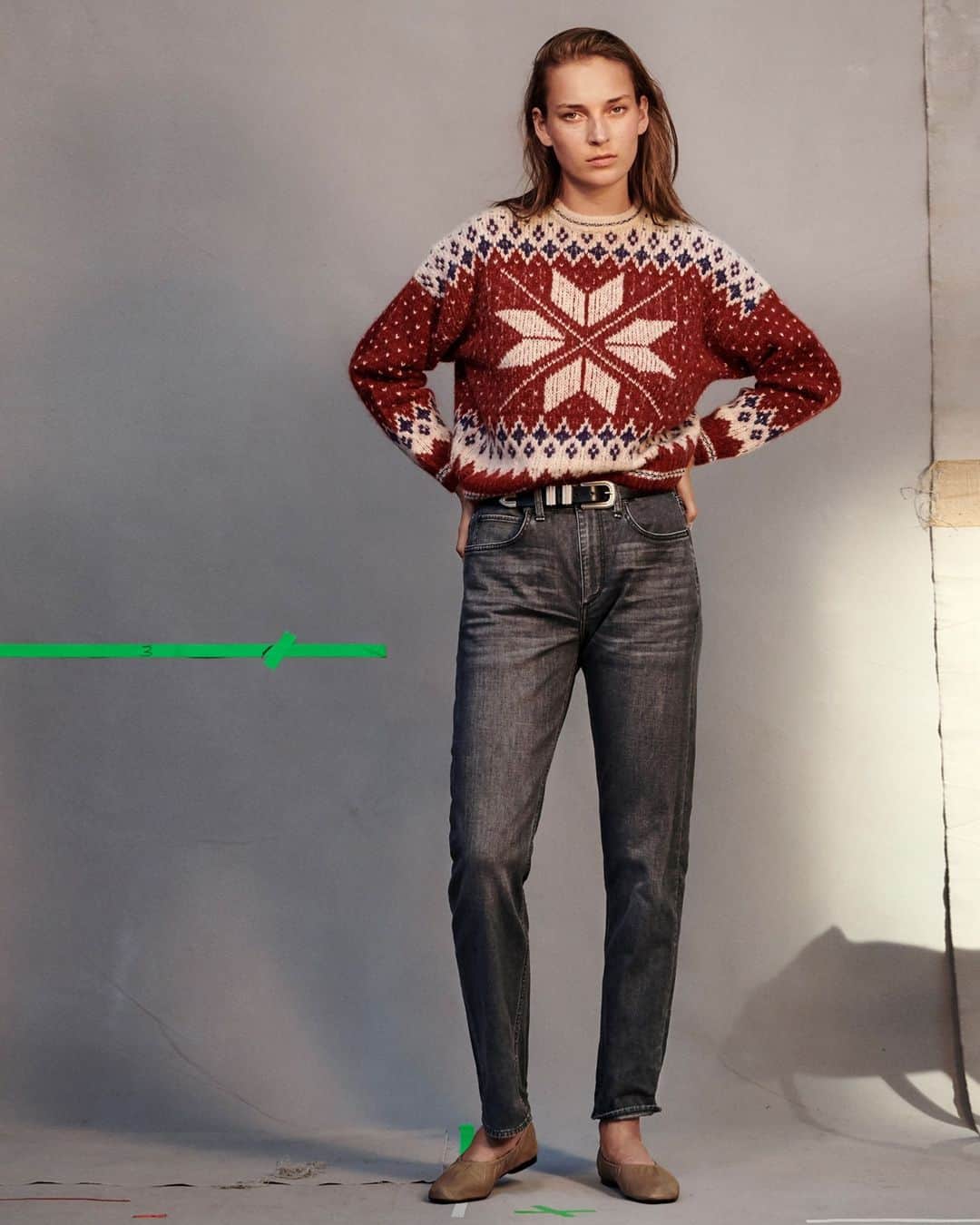 ラグ&ボーンのインスタグラム：「Après-ski in this slightly oversized alpaca wool-blend crew. High neck, long sleeves, and a sporty Fair Isle motif with rib trim details.」
