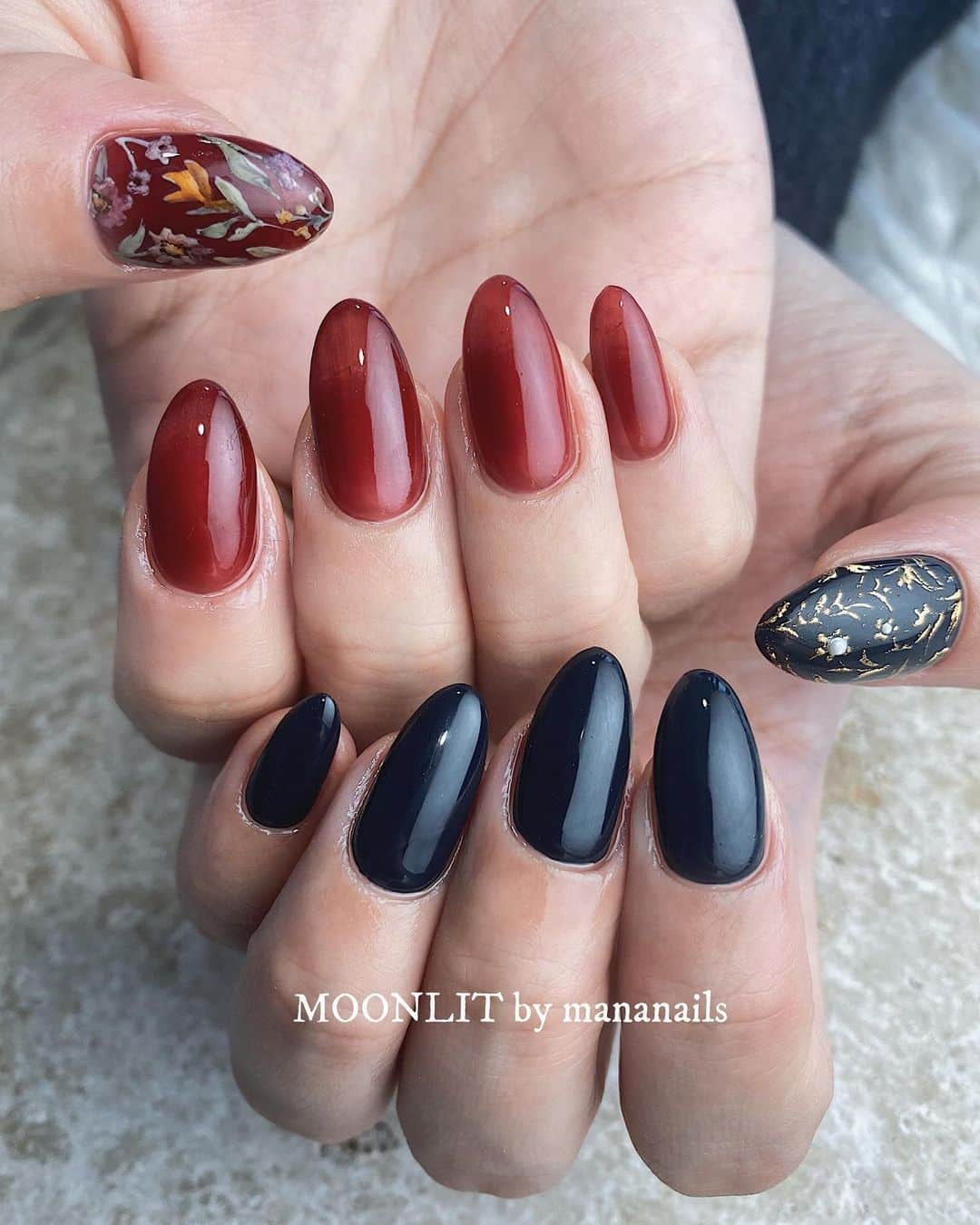 mananailsさんのインスタグラム写真 - (mananailsInstagram)「red × navy ❁❀  ☾Limited menu(3月末まで)」1月18日 11時08分 - mananails