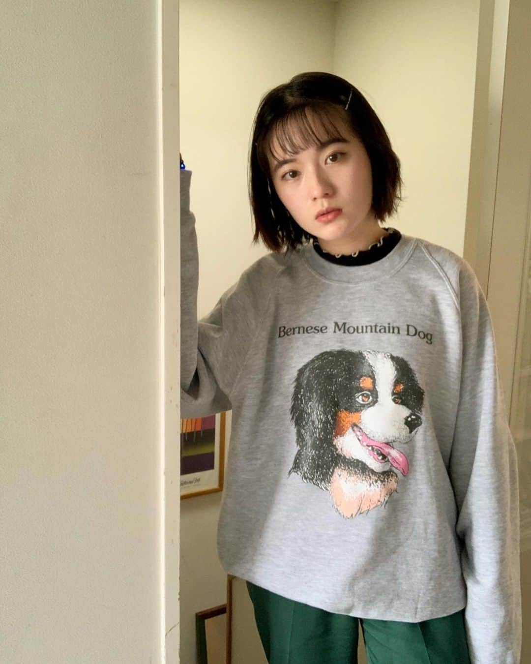 みこさんのインスタグラム写真 - (みこInstagram)「まっち〜のわんこトレーナー🐶🦴  今日は大切な曲のレコーディングをしてきます！  レコーディングの日はなるべく動きやすくて、気持ちよくて、愛の篭った服を着たい。  今日はばっちりだ✌️🌈  低気圧にだけ負けたくない…五苓散飲んで、酔い止め薬も持っていこう…(酔い止め薬が低気圧病に効くのよ…！)」1月18日 12時20分 - mico_sis