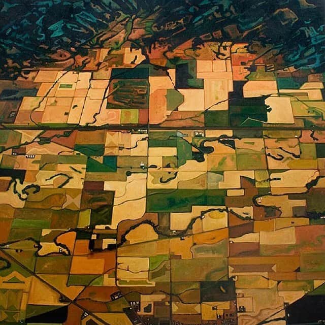 アダムのインスタグラム：「California Valley. Oil on Canvas, 48" x 48". Claire Johnson, 2009.」