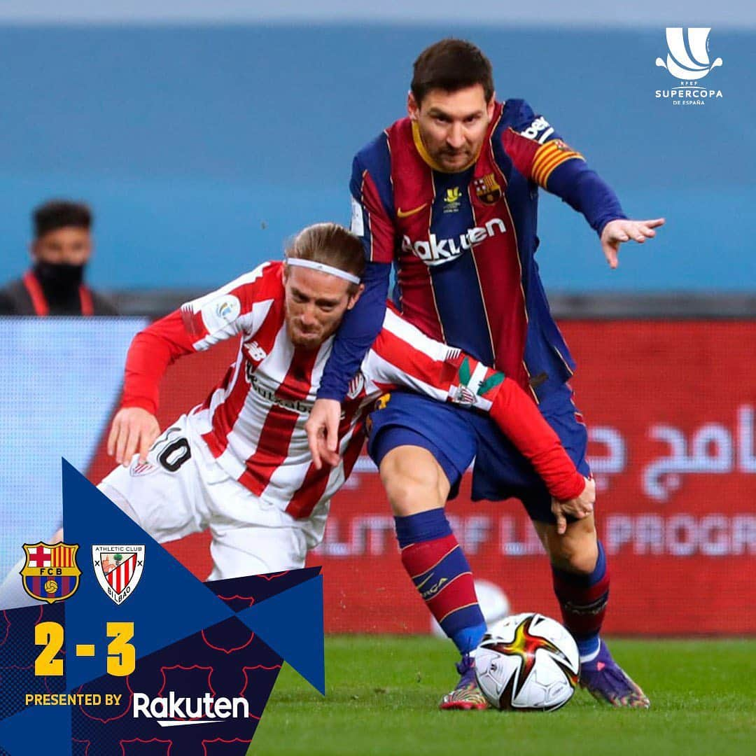 FCバルセロナさんのインスタグラム写真 - (FCバルセロナInstagram)「🏁 FULL-TIME ⚽ Barça-Athletic (2-3) Congratulations to Athletic Club on winning the Spanish Super Cup. Felicidades. Felicitats」1月18日 7時39分 - fcbarcelona