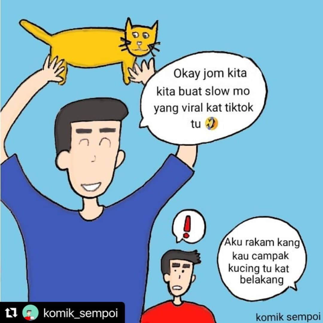 Koleksi Komik Malaysiaさんのインスタグラム写真 - (Koleksi Komik MalaysiaInstagram)「#Repost @komik_sempoi with @make_repost ・・・ Campak kucing (Isu semasa)  Kes macam ni dah berluasa dah.Sorang dah kena tangkap tiba² ada lagi yang buat kes macam ni.Sebagai manusia yang berakal kita tak sepatutnya buat haiwan macam tu.Dia pun ada hak nak hidup kat bumi Allah ni.Demi konten tiktok sanggup zalim terhadap haiwan.Sekarang kat dunia mampu tersenyum tetapi dekat alam sana nanti? Allahuakbar 😢  Follow @komik_sempoi  Follow @komik_sempoi  Follow @komik_sempoi  Follow itu gratis korang 😜  #koleksikomikmalaysia #gengkomikmalaysia #komikmalaysia #komikdakwah #komiknasihat #komiksempoi #malaysia #dakwah #nasihat #islam #isusemasa #seni #art #campak #zalim #kucing」1月18日 21時14分 - tokkmungg_exclusive