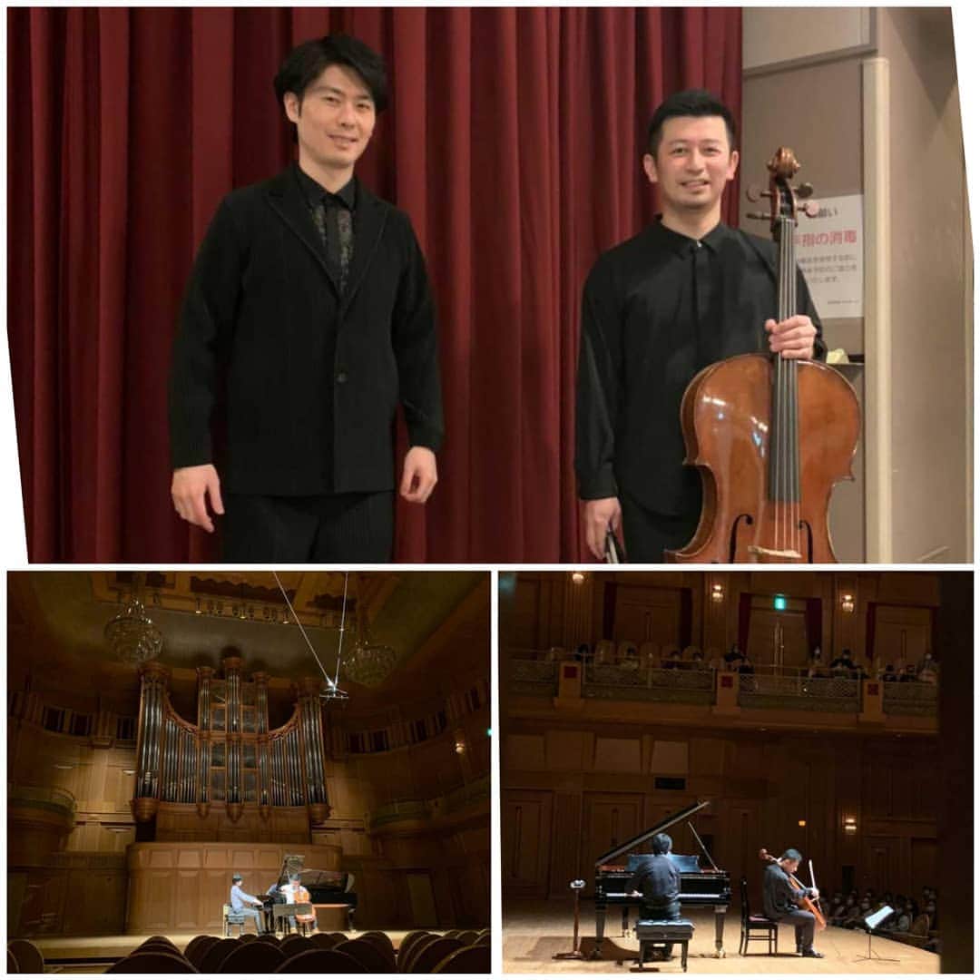 福間洸太朗さんのインスタグラム写真 - (福間洸太朗Instagram)「For the first time I collaborated with Dai Miyata, a wonderful Japanese cellist, and played all the pieces including Rachmaninoff's cello sonata and Rimsky-korsakov's Scheherazade (arranged by Sayaka Yamamoto). We had so much fun!  Thank you, Dai-kun!  もう一週間経ってしまいましたが、チェロの宮田大さんと初共演しました。紀尾井ホール、ミューザ川崎、住友生命いずみホールという素晴らしいホールで、大くんの背中から音楽を感じて旅する気分で弾かせていただけたこと、本当に幸せでした。 大くん、お世話になった皆様、そして演奏会にお越しくださった皆様、有難うございました！  4つ目の動画はツイッターでも既出ですが、色調変えてみました。 🕺✨🕺✨  #daimiyata #cello #musicianslife #tour #kotarofukuma #pianist #piazzola #Libertango #宮田大 #福間洸太朗」1月18日 17時23分 - kotarofsky