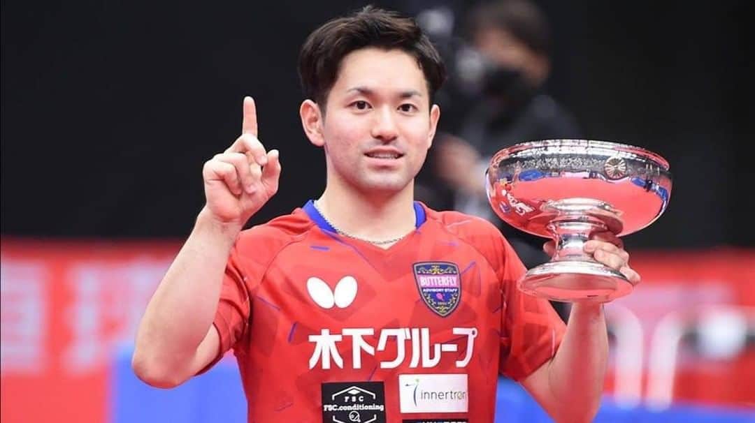 のインスタグラム：「Come 🔙 King 👑  Mizuki Oikawa was losing 1-3 against Masataka Morizono in the men's singles final of the All Japan Championships 🇯🇵  He fought 🔙 to win 4-3 and take the title 🏆」