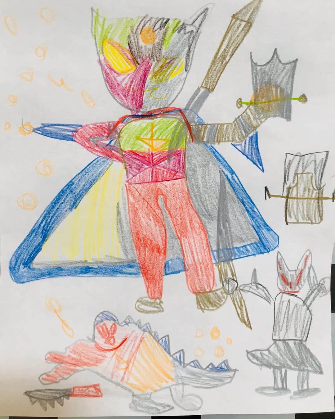 尾木直樹さんのインスタグラム写真 - (尾木直樹Instagram)「五歳の孫が「何か描こうかな？」と話しかけてきたので､喜んで「おじいちゃん描いてよ」とせがんだらもののけ姫のアシタカを描いてました。なんかついでにロボット⁇も - #孫#お絵かき#もののけ姫#アシタカ #尾木ママ#うれしいけど残念でした」1月18日 20時09分 - oginaoki_ogimama