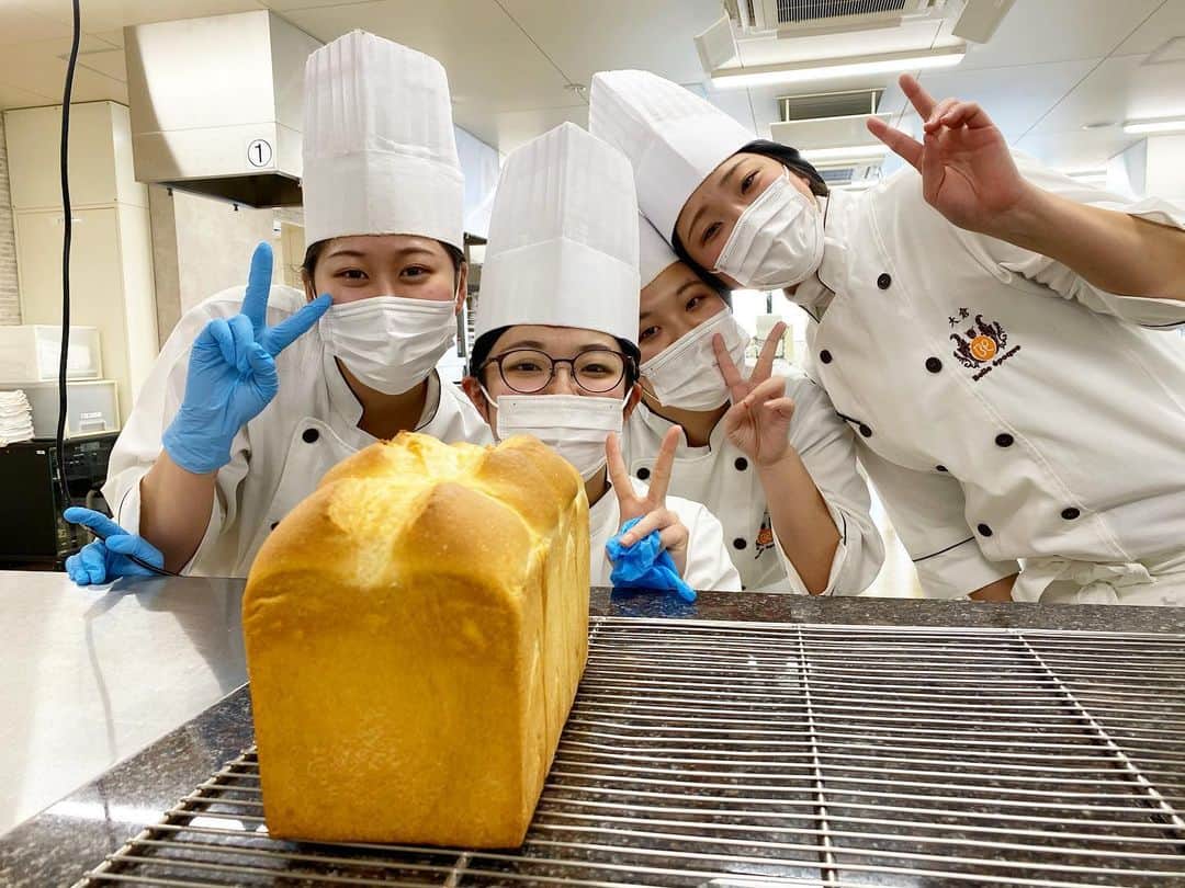 札幌ベルエポック製菓調理専門学校【公式】のインスタグラム：「スイーツ・フード実践科1年生  今日は岸本先生の 製パン🍞実習  王道のホテルブレッド💖 ふわっふわに焼き上がっていました👏  相変わらず元気な実践科1年生💕 今年もステキな笑顔たくさん 撮らせてくださいね〜😊😊😊😊  #ベルエポック  #おでかけ授業 #特別授業 #業界直結 #プロから学ぶ #本物 #学び #製菓  #調理  #カフェ  #製菓調理専門学校ベルエポック #衛生管理  #食材教育 #札幌ベルエポック製菓調理専門学校 #いろいろな体験と #たくさんの出逢い #可能性が広がる #ベルエポック #学ぶ #身につく #技術 #instagram」