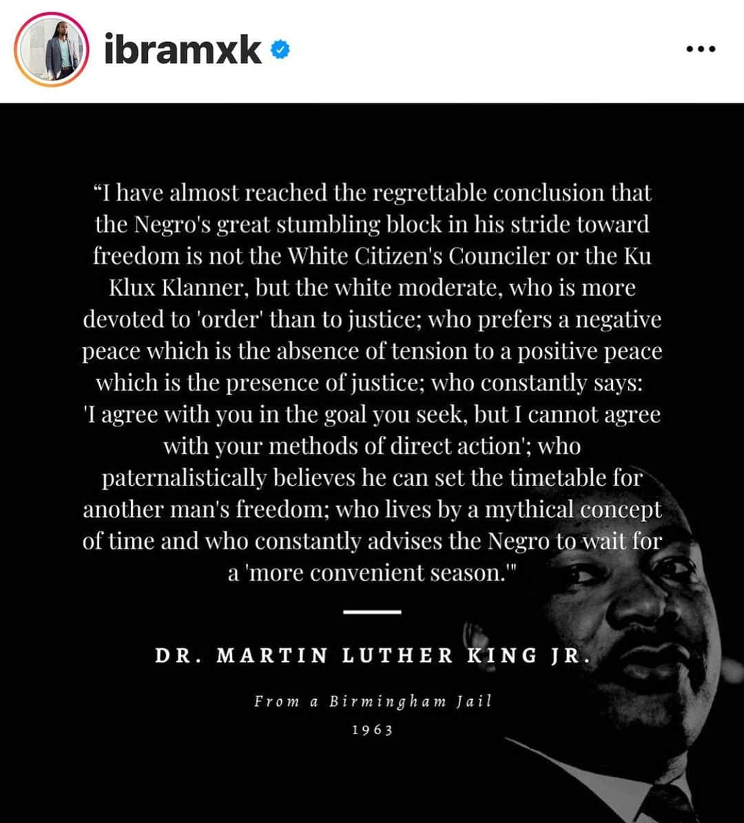 クリスティン・デイヴィスさんのインスタグラム写真 - (クリスティン・デイヴィスInstagram)「On #MLKDay I have been reflecting on how to post and watching the “ peaceful protest “ types of posts . Martin Luther King Jr. was a brilliant and deep thinker. We owe it to his legacy to post more than  the quotes that make us feel good. We each need to examine our own  deeply held biases . We need to do this before we can talk about healing .  Thank you @ibramxk 🖤」1月19日 6時02分 - iamkristindavis