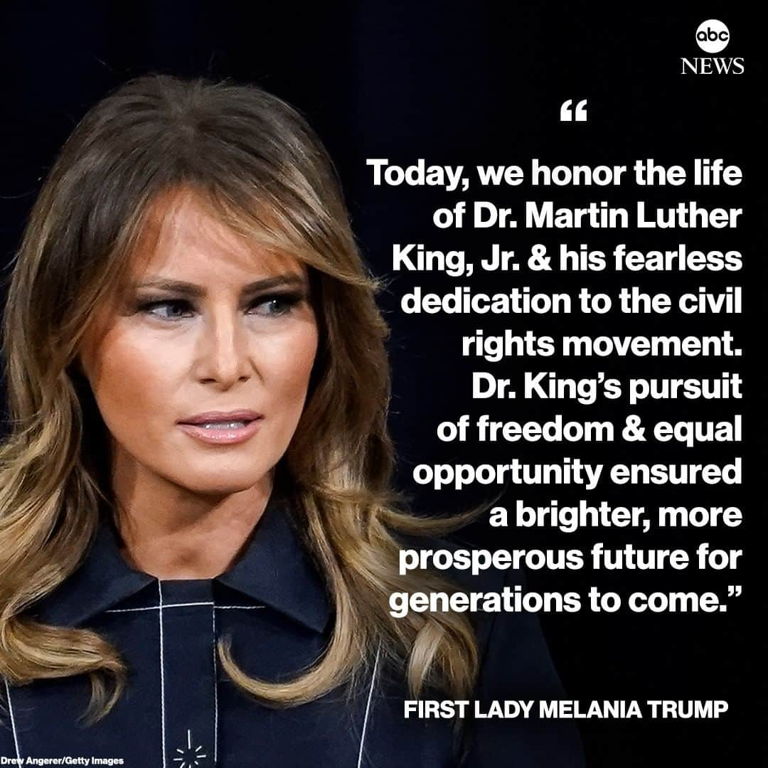 ABC Newsさんのインスタグラム写真 - (ABC NewsInstagram)「“Dr. King’s pursuit of freedom & equal opportunity ensured a brighter, more prosperous future for generations to come,” first lady Melania Trump tweets on MLK Day. #melaniatrump #flotus #mlkday #martinlutherking」1月19日 6時17分 - abcnews