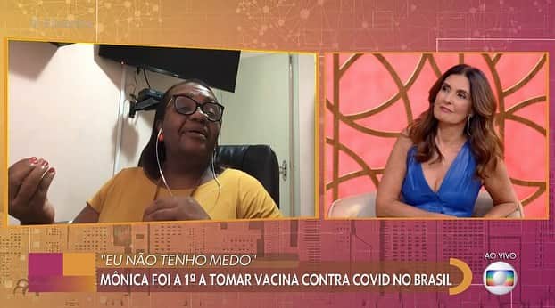 ファチマ・ベルナルデスのインスタグラム：「Que alegria começar a semana entrevistando a primeira brasileira a receber a vacina da Covid em nosso país. A enfermeira Mônica Calazans esbanjou alegria e senso de coletividade. Vitória da ciência. Vamos continuar nos cuidando por todos aqueles que ainda vão ter que esperar pela sua vez de vacinar.#encontrocomfatima」