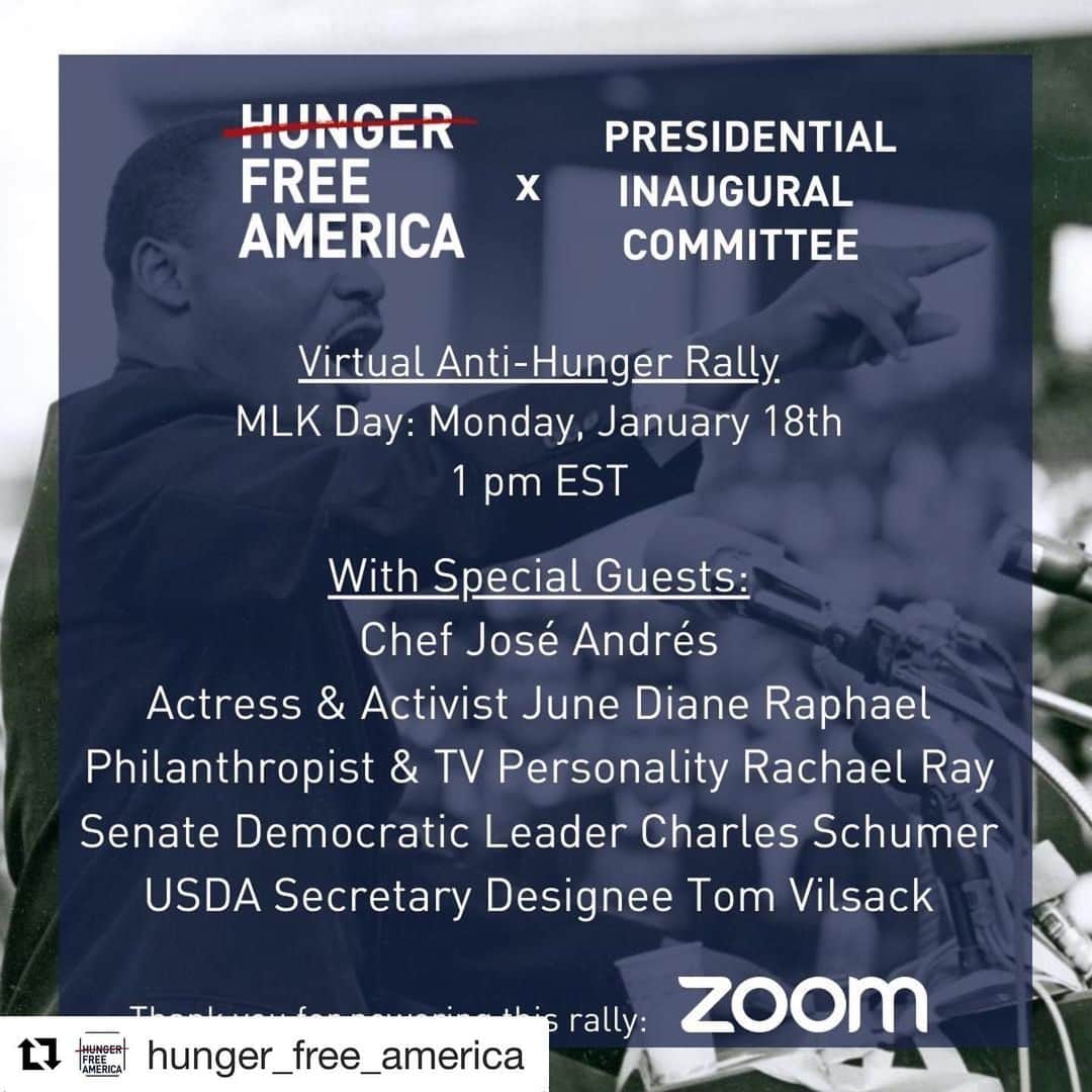 ジューン・ダイアン・ラファエルのインスタグラム：「What are you doing for your day of service today? I’m so honored to be a part of this rally and phonebank for a hunger free America. Link in bio! Please come and join!」