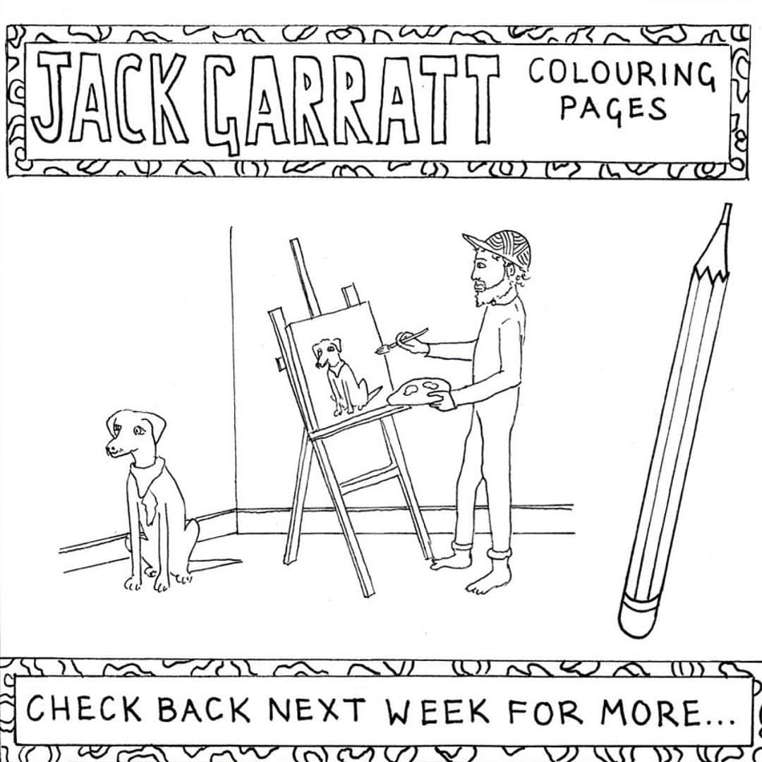 ジャック・ガラットのインスタグラム：「If you don't ask you don't get, and some of you asked, so here it is: the Jack Garratt Digital Colouring Book! Illustrated by the brilliantly talented @emma_ledger_ .  Here's Vol. 1, download link in bio #JGinColour 🤍🎨🖌️」