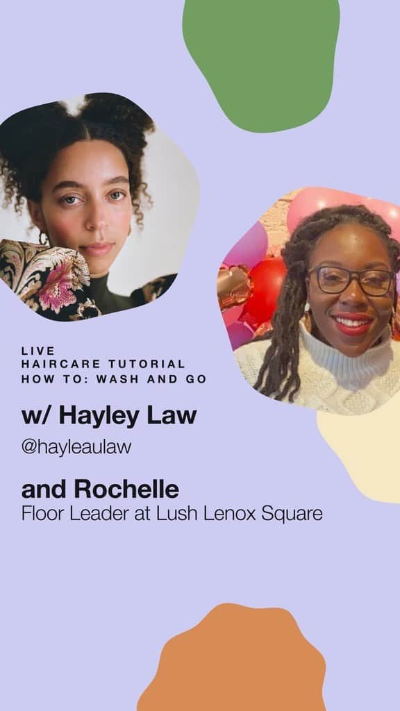 LUSH Cosmeticsのインスタグラム：「Hayley Law (@hayleaulaw) and Rochelle (Floor Leader at Lush Lenox Square) show you how to: wash and go using our innovative haircare range for curls, coils and textured hair.  Shop #CurlsCoilsTexture👇👇  Full range: https://bit.ly/3i23EHc  Renee's Shea Souffle: https://bit.ly/38warG1  Avocado Co-Wash: https://bit.ly/2XxDbb6  Super Milk Conditioning Hair Primer: https://bit.ly/3i5zZwJ  Power Conditioner: https://bit.ly/38xlWgw  Glory Conditioner: https://bit.ly/3i4pN7J  Curl Power Hair Cream: https://bit.ly/2LCdhjQ  #haircare #curls #curlyhair #washandgo #healthyhair #hairgoals #selfcare #naturalhair #lushhowto」