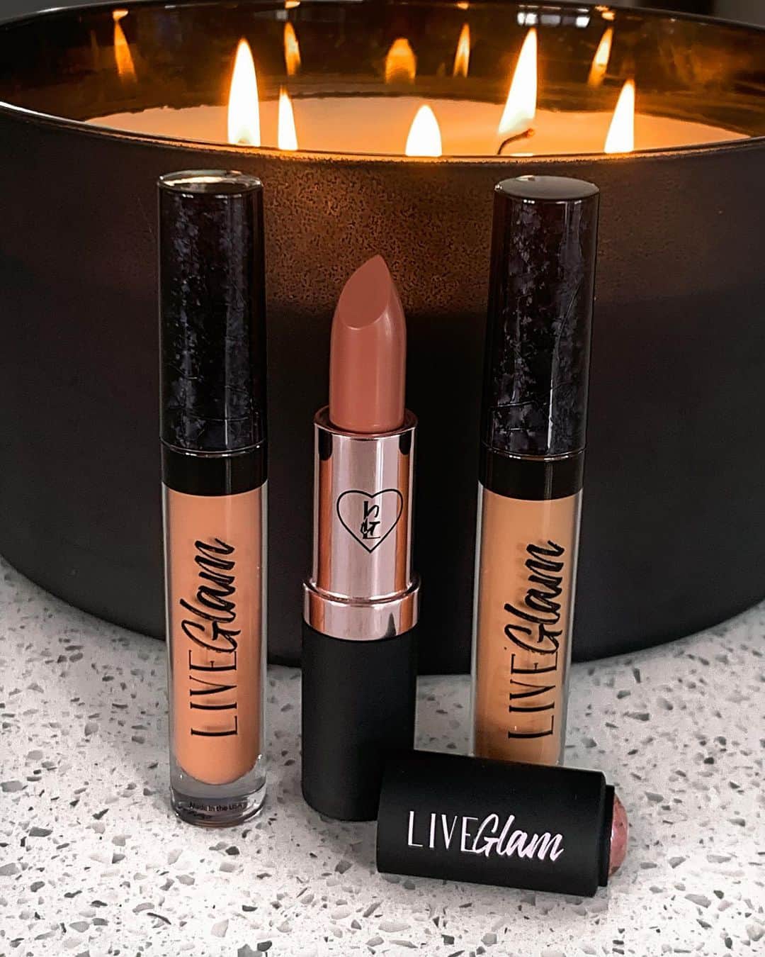 LiveGlamのインスタグラム：「The perfect trio for a toasty night in 🔥💄❄️ Which #LiveGlam Goal Getter collection shade is your fave? #LiveGlamFam」