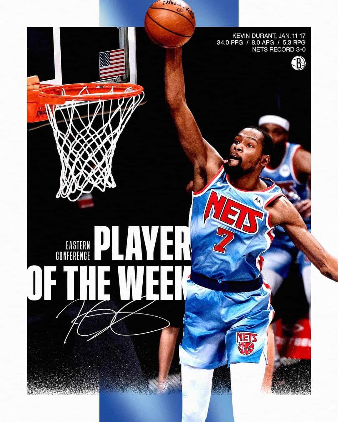 Brooklyn Netsさんのインスタグラム写真 - (Brooklyn NetsInstagram)「YOUR EASTERN CONFERENCE PLAYER OF THE WEEK: KEVIN DURANT❗️」1月19日 5時32分 - brooklynnets