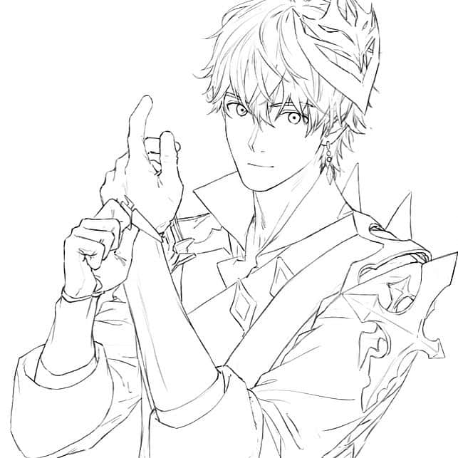 知花シンジのインスタグラム：「Will try to color him later 🦊 #WIP   #原神 #genshinimpact」