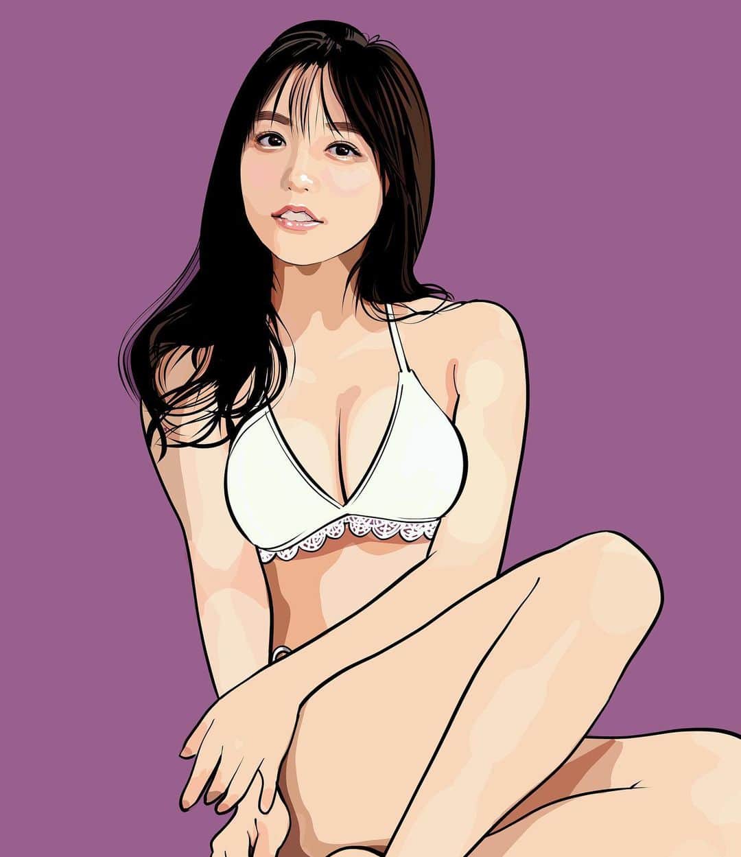 のインスタグラム：「『大原優乃さん(@yuno_ohara )』 #似顔絵 #イラスト #イラストレーション #女優 #グラビアアイドル #大原優乃 #caricature #illustration #portrait #artwork #drawing #actress #bikinimodel #yunoohara」