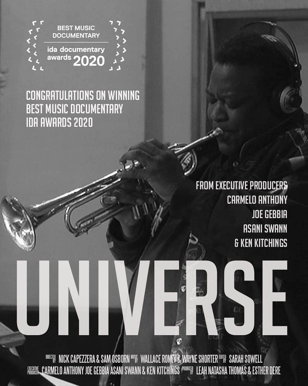 カーメロ・アンソニーのインスタグラム：「Excited to share that "Universe" won Best Music Documentary at IDA awards. Congrats to @joegebs and the entire team on the big win!」